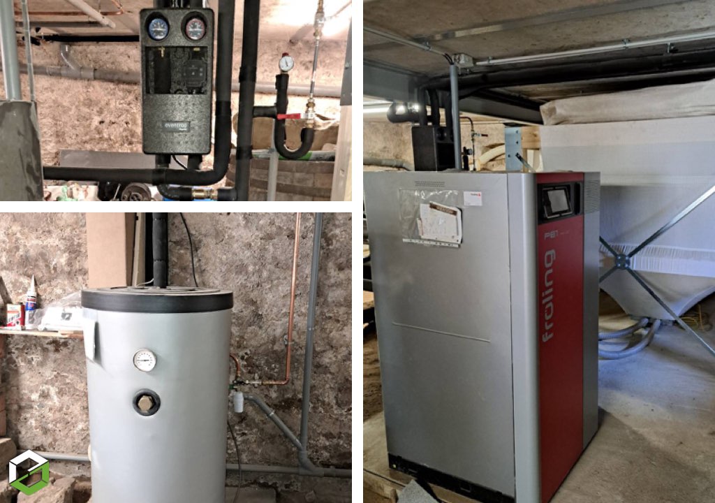 Consultez la chantier : installation d'une chaudière à granulés de bois froling de 25kw et d'un silo de 3,7m3