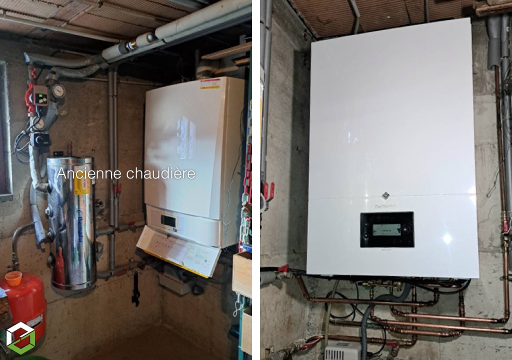 installation d'une chaudière gaz à condensation de dietrich et désembouage plancher chauffant