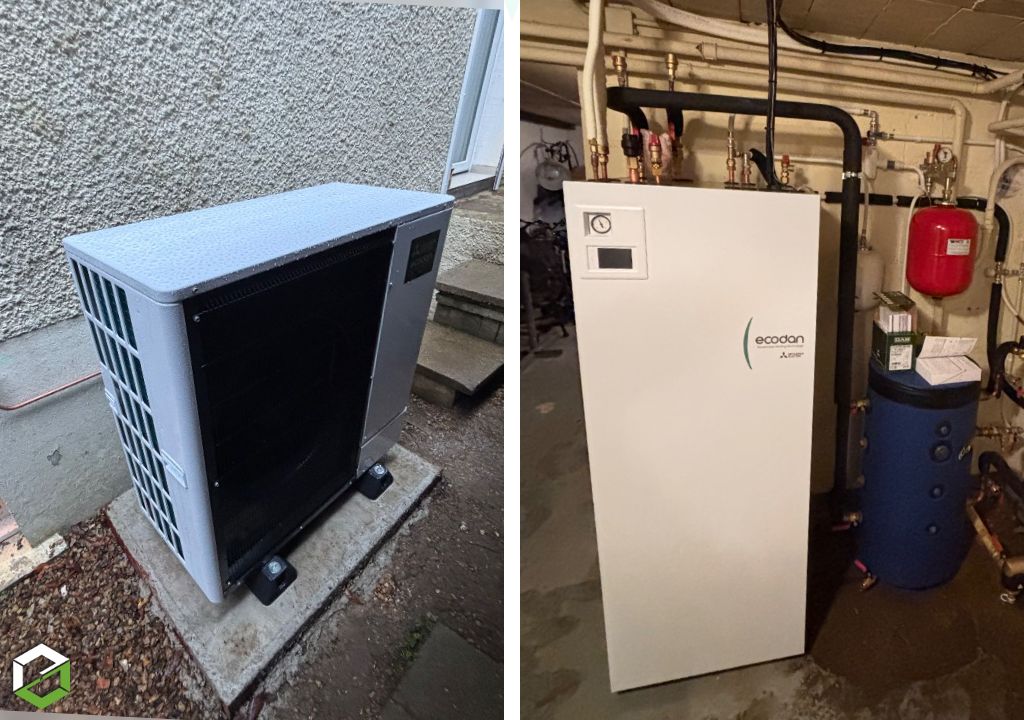 installation d’une pompe à chaleur mitsubishi pour le chauffage et l’eau chaude