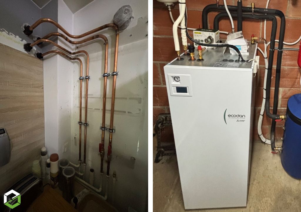 installation d’une pompe à chaleur mitsubishi pour le chauffage et l’eau chaude