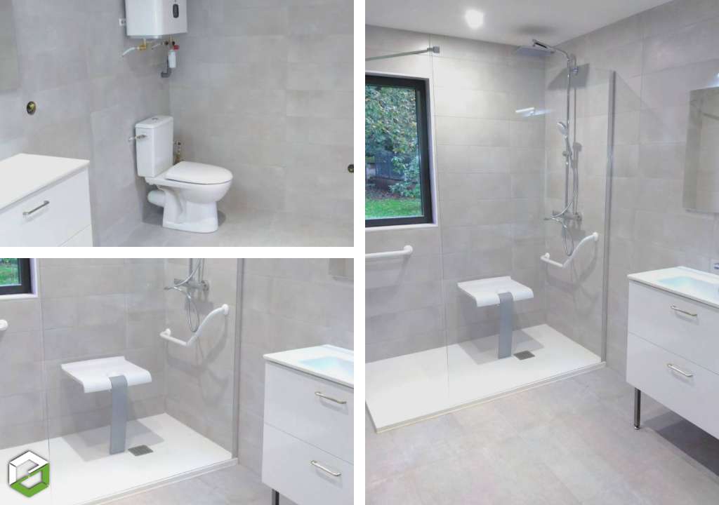 réalisation d'une salle de bain dans d'un studio pmr (personne à mobilité réduite) - entreprise rge