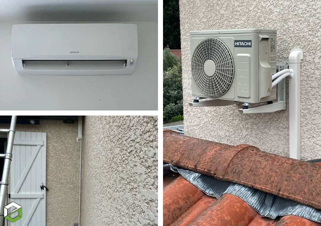 installation de climatisation hitachi dans le séjour d'une maison à bron