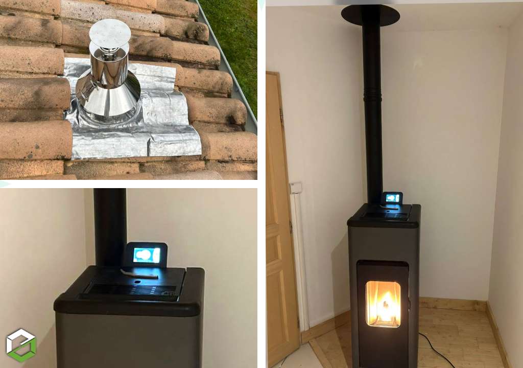 Installation d'un poêle à granulés HOBEN ALP 1 + FUMISTERIE