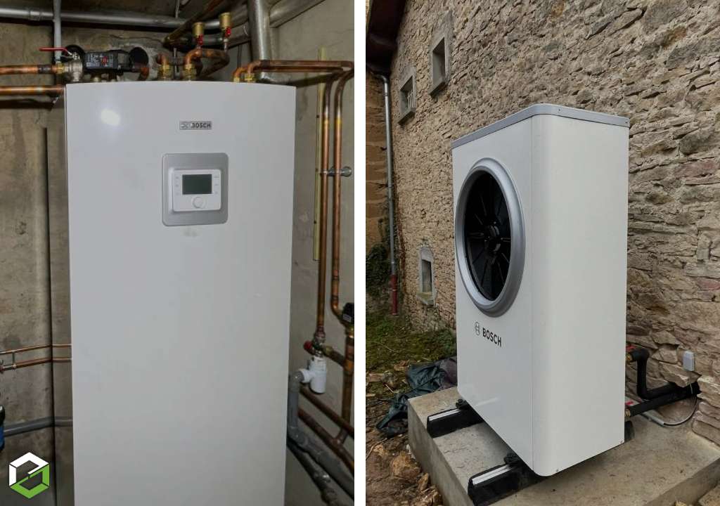 Consultez la chantier : installation d'une pompe à chaleur air eau bosch 7000