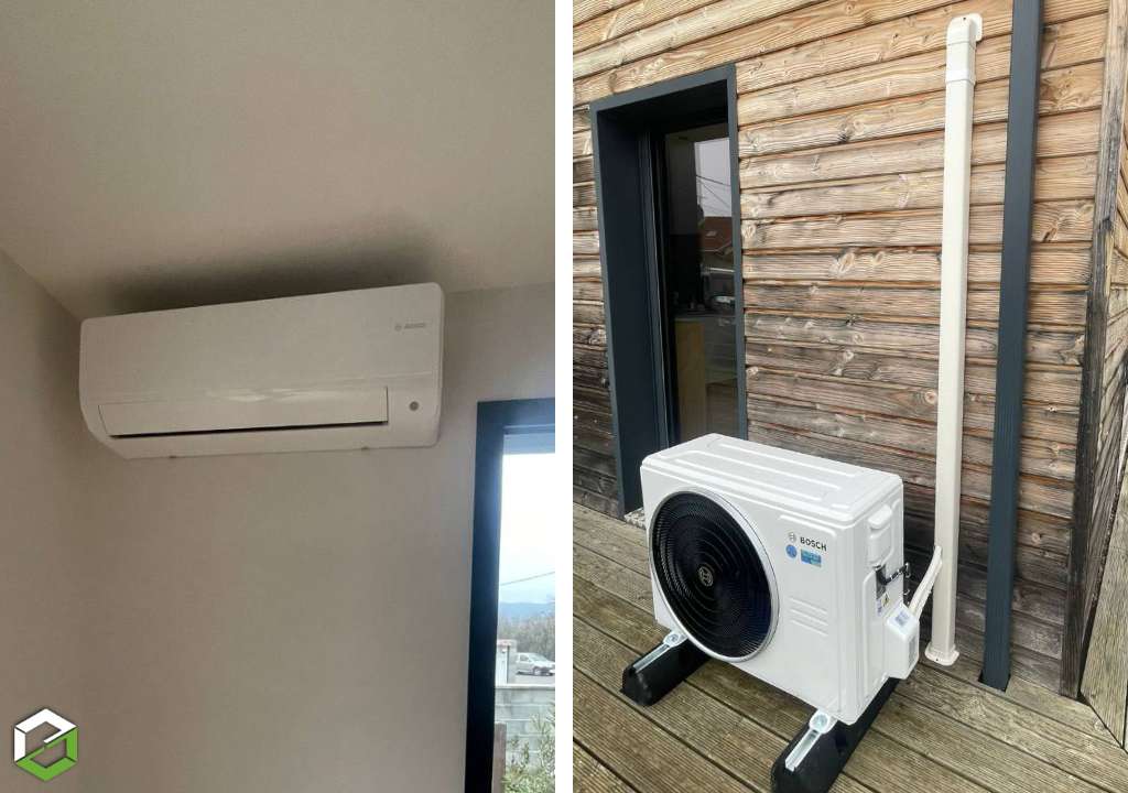 installation de climatisation bosch monosplit 5.6kw dans une maison