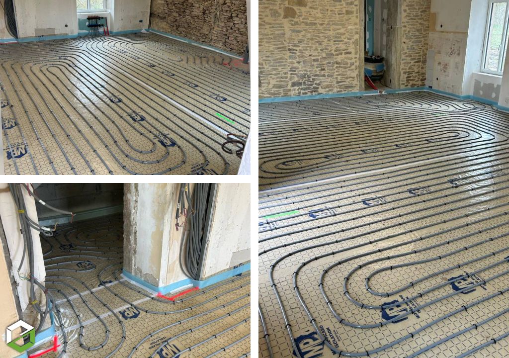 Consultez la chantier : réalisation d'un réseau de plancher chauffant dans une maison en rénovation