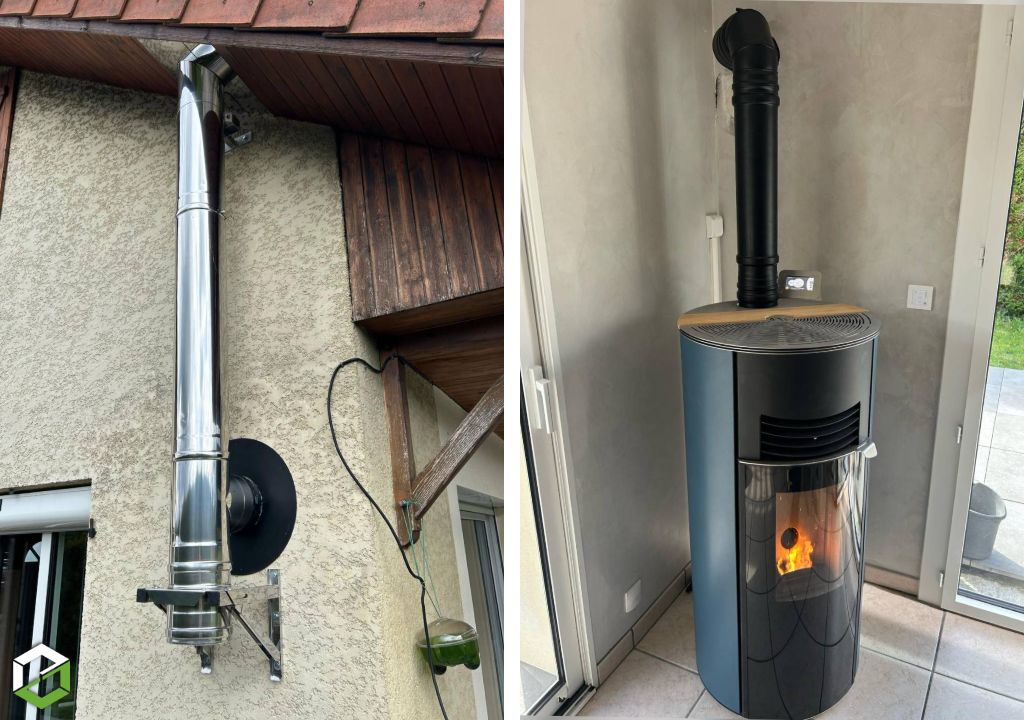 Installation d'un poêle à Granulés HOBEN ECLIPSE H6 + fumisterie