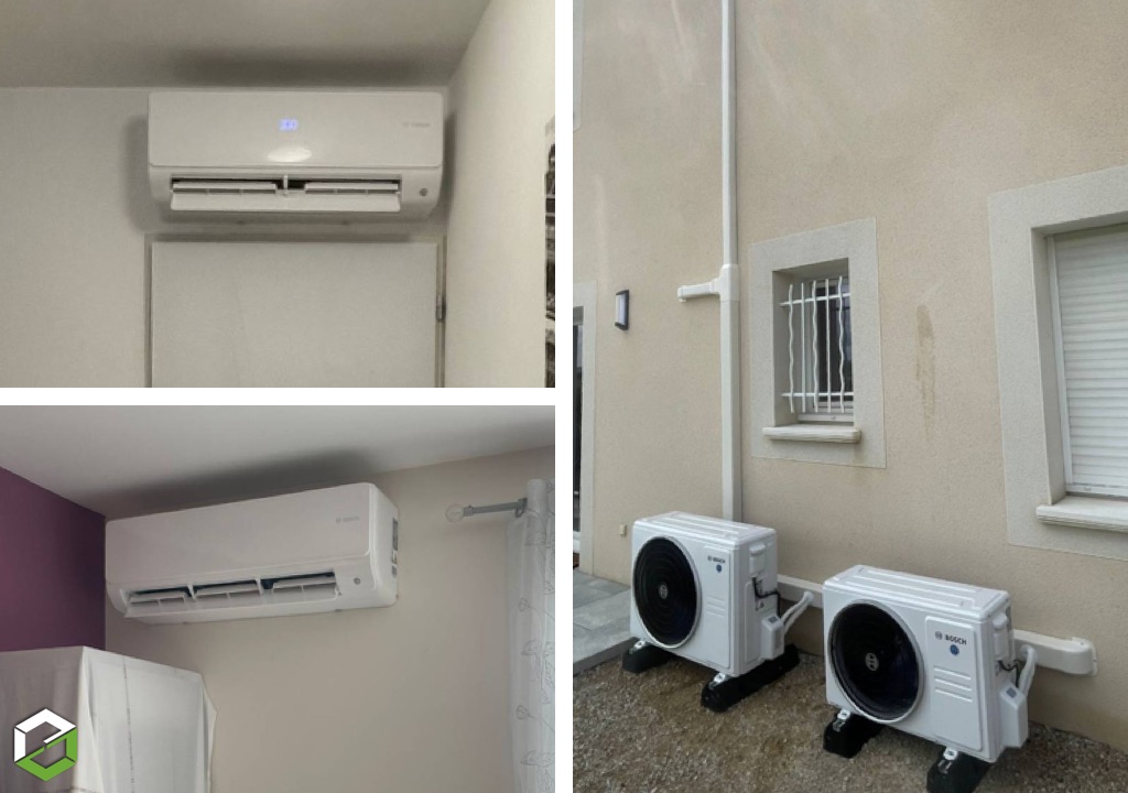 Consultez la chantier : installation de deux mono-splits bosch 6000i dans une maison