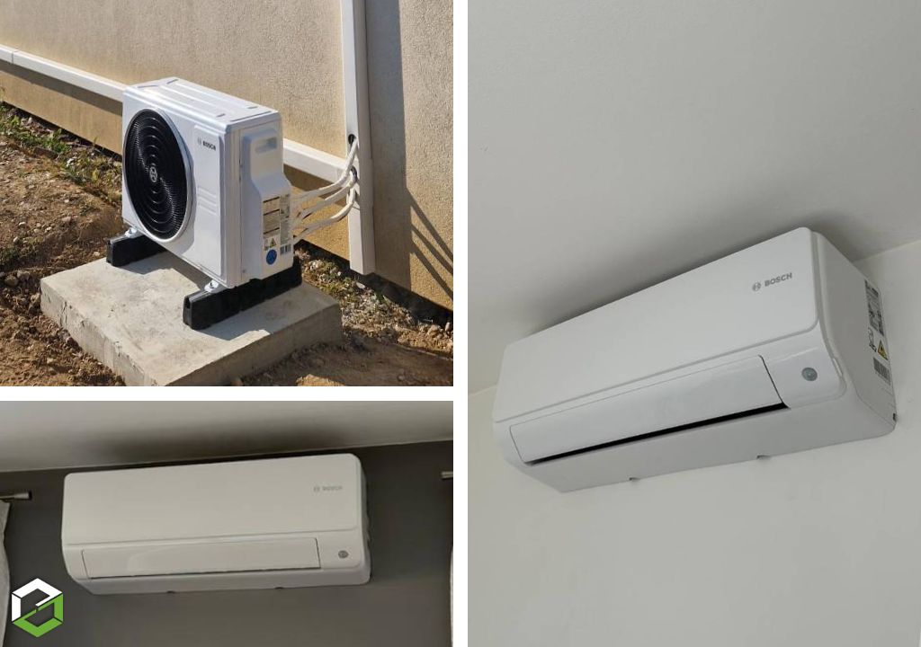 Consultez la chantier : installation d'un tri split bosch 5000m + 3 unités 6000i 2.6kw