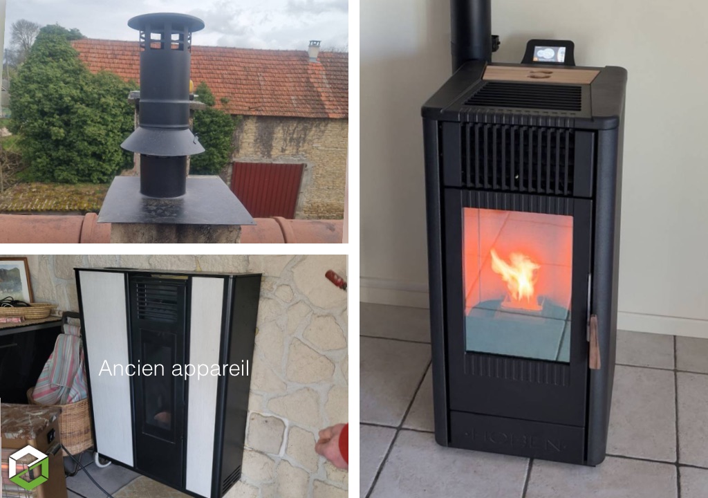 Consultez la chantier : installation d'un poêle à granulés hoben h7 evo + fumisterie