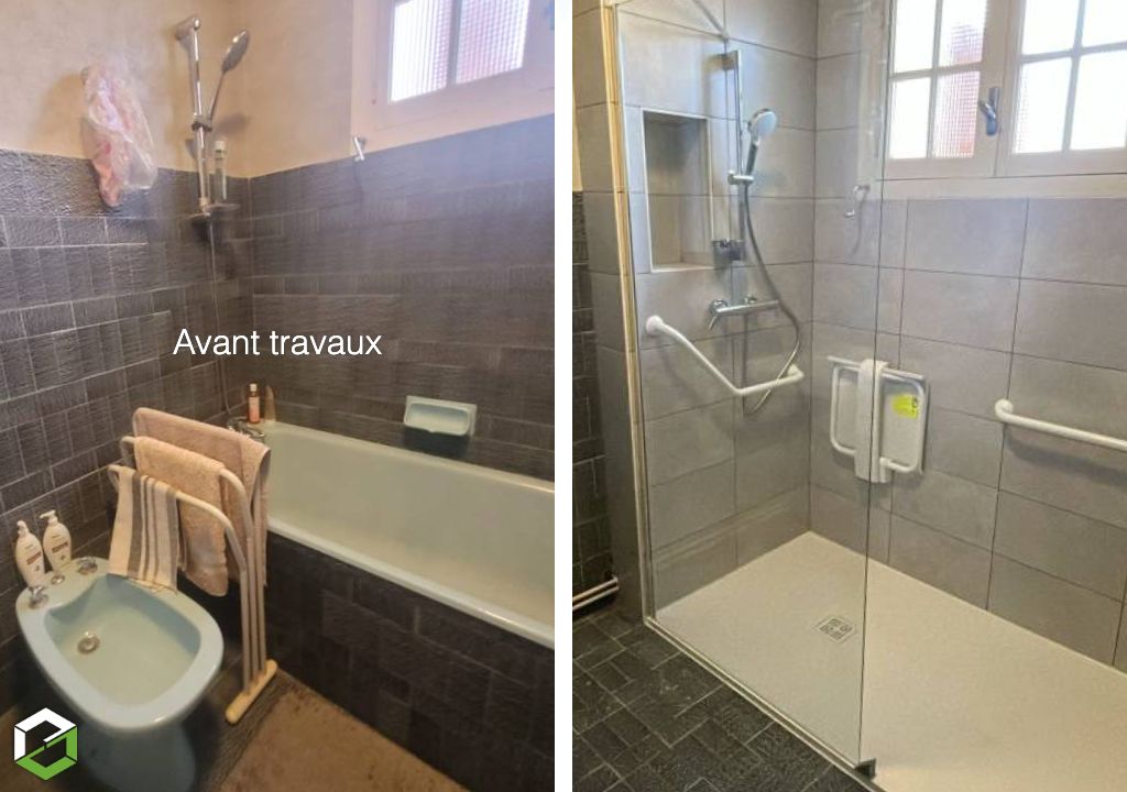réaménagement de salle de bain en douche pmr