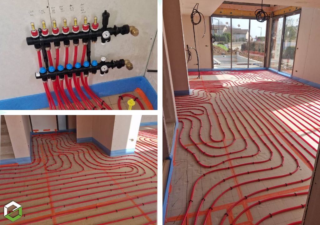 installation d'un plancher chauffant dans une maison en construction