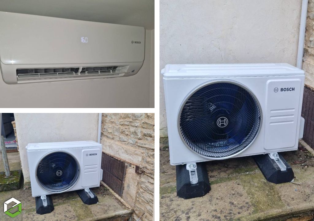 Consultez la chantier : pose d'une climatisation mono-split bosch 6000i  2.6kw