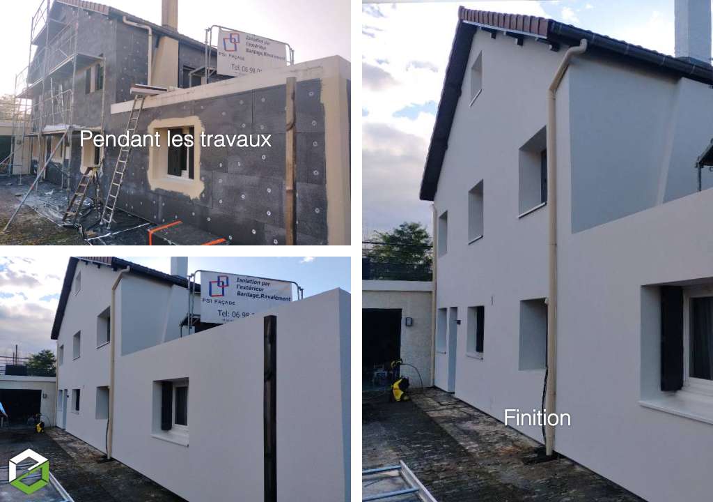 Réalisation d'un système ITE panneau polystyrène GRAPHITE  160 mm R=4,5 k/w² pour un particulier