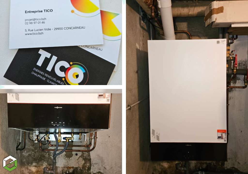installation d'une chaudière gaz à condensation viessmann vitodens 111w 25kw à concarneau