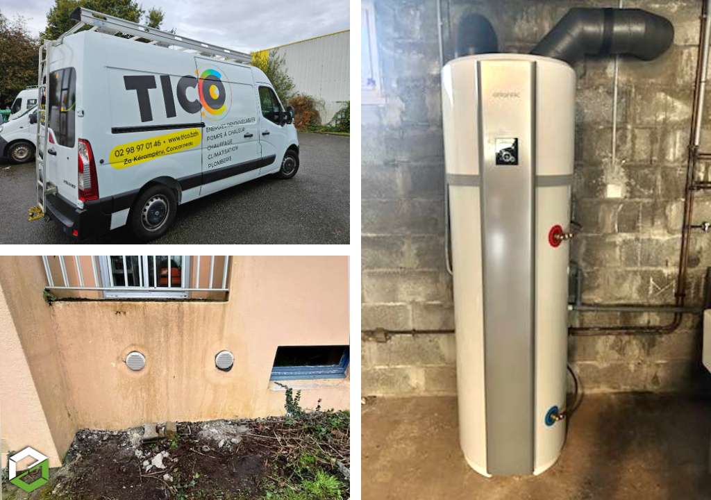 Consultez la chantier : installation d'un chauffe-eau thermodynamique atlantic calypso connecté vertical 250 litres à quimper - rge