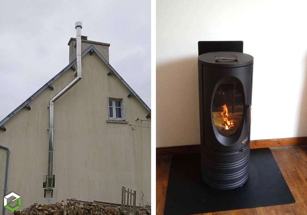 Installation d'un poêle à bois et création de son conduit de fumée dans les Monts D'arrée-Finistère (29)