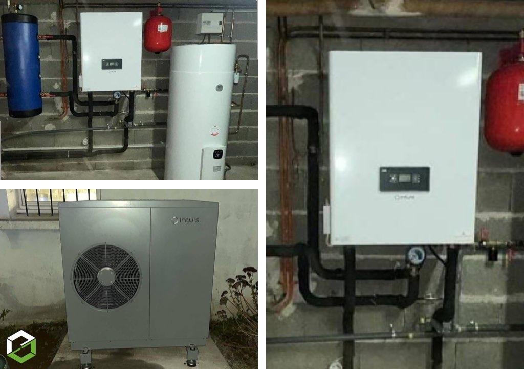 Ets Les Chauffagistes Bretons : Installation proche de Carhaix d'une pompe à chaleur Auer Intuis et d'un ballon thermodynamique Thermor - RGE QualiPAC