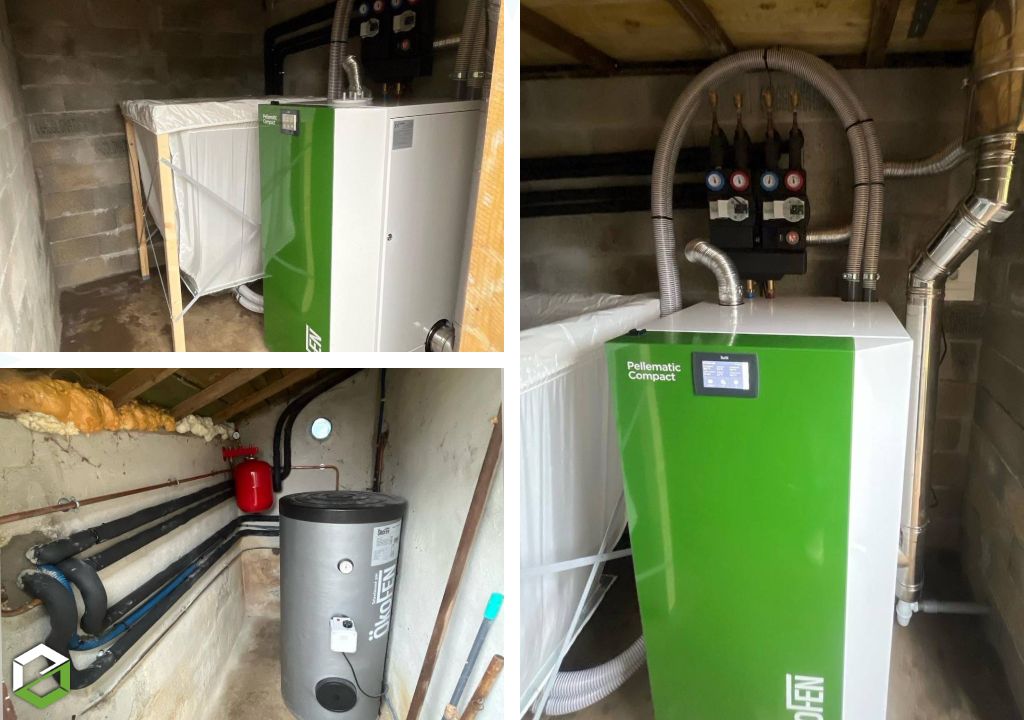 Remplacement et déplacement d'une vieille chaudière fioul, par une chaudière à granules OKOFEN - RGE Qualibois-Finistère (29)