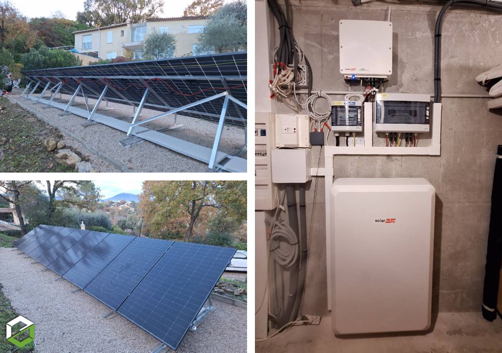 Installation photovoltaïque en toiture et au sol de 10 kWc avec batterie de stockage