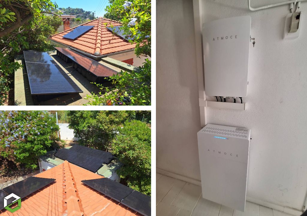 Installation photovoltaïque 6 kWc sur toiture et toit terrasse et avec batterie de stockage