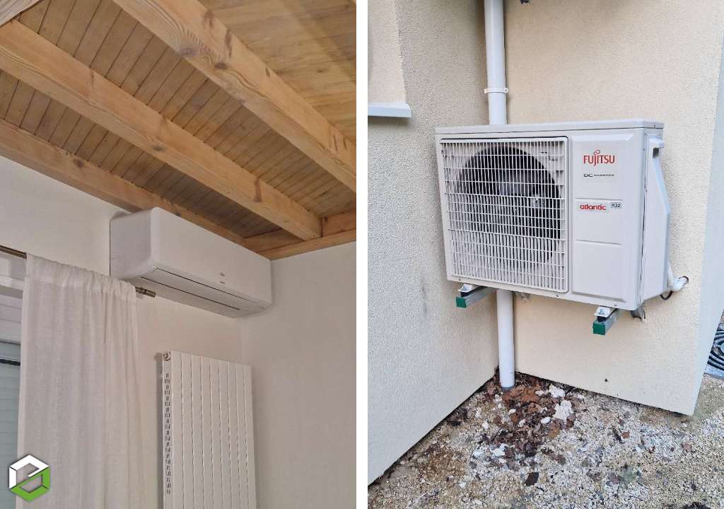 Consultez la chantier : installation d'une pompe à chaleur monosplit air/air de marque atlantic - entreprise rge qualipac