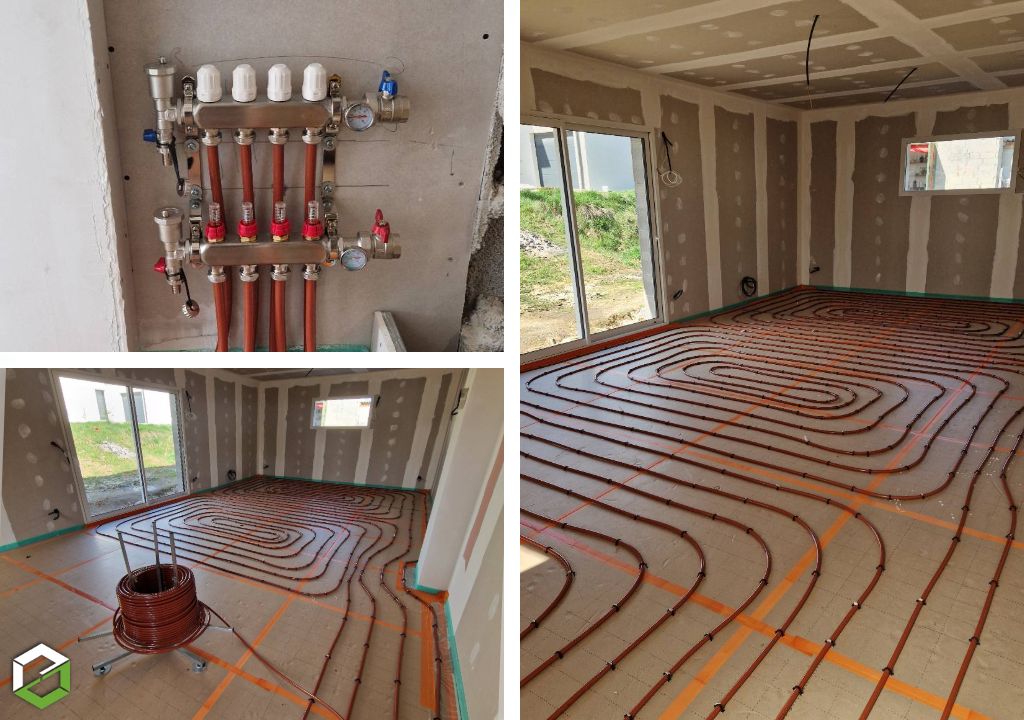 Consultez la chantier : pose d'un plancher chauffant sur agrandissement 