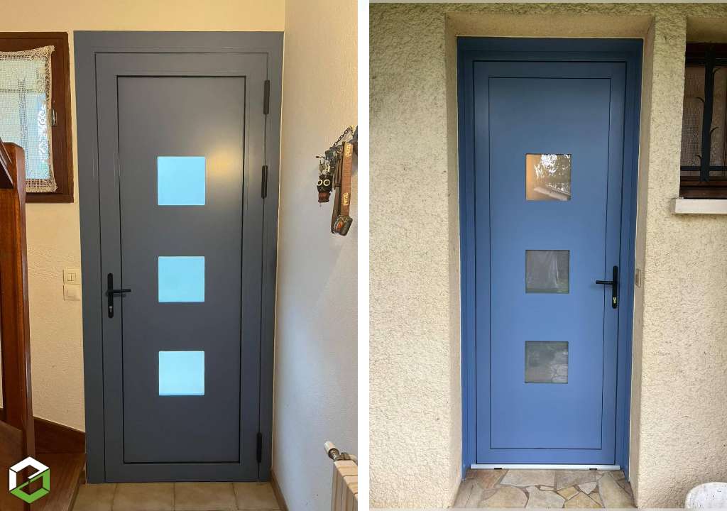 Fabrication et installation d'une porte d'entrée, Gamme CD50, marque REYNAERS 