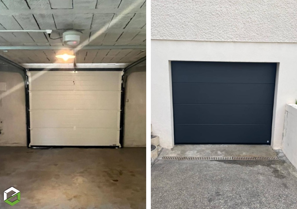 fourniture et pose d'une porte de garage sectionnelle