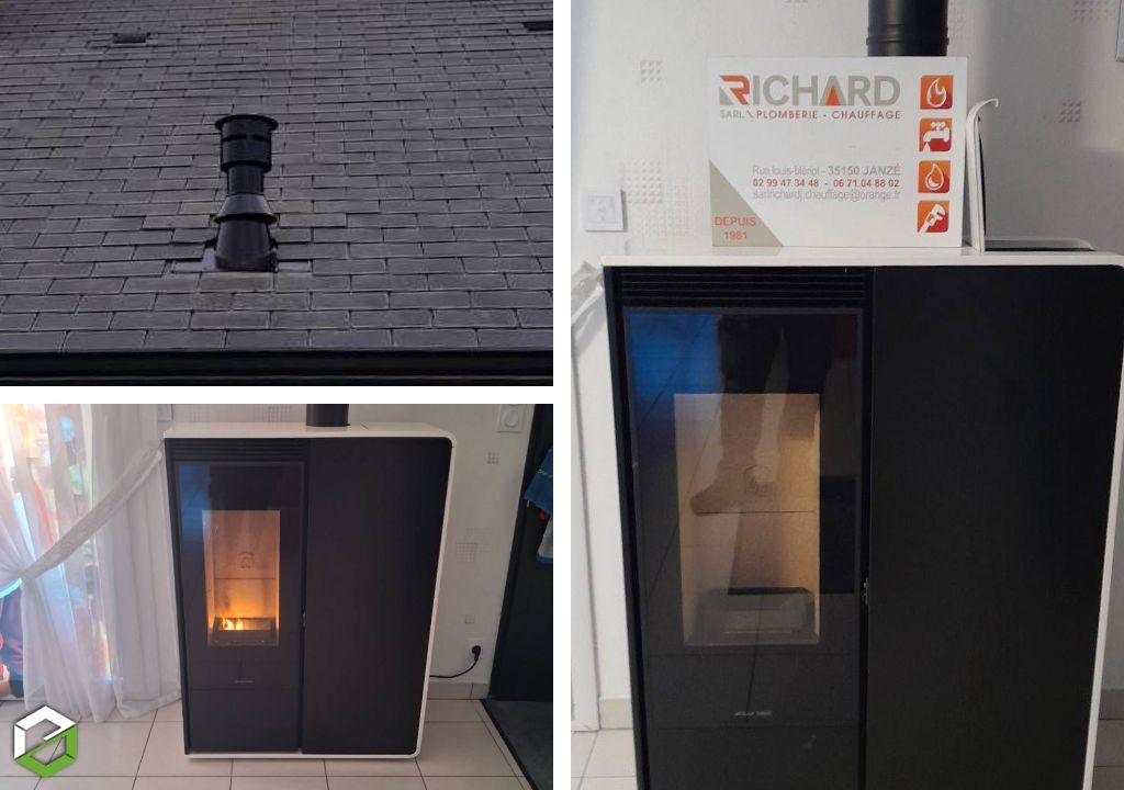 Sarl RICHARD : Installation d'un poêle à granulés de bois JOLLY MEC en complément d'une pompe à chaleur