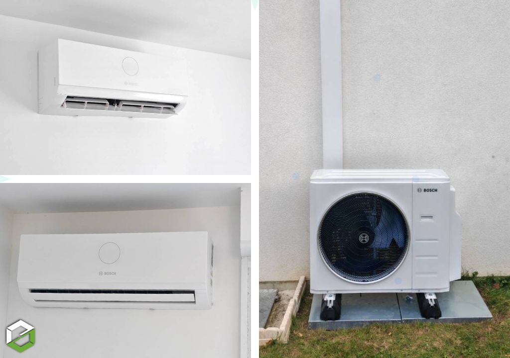Ets LEGRAIN : Installation d'une clim BOSCH (pompe à chaleur Air/Air) - Entreprise RGE QualiPAC