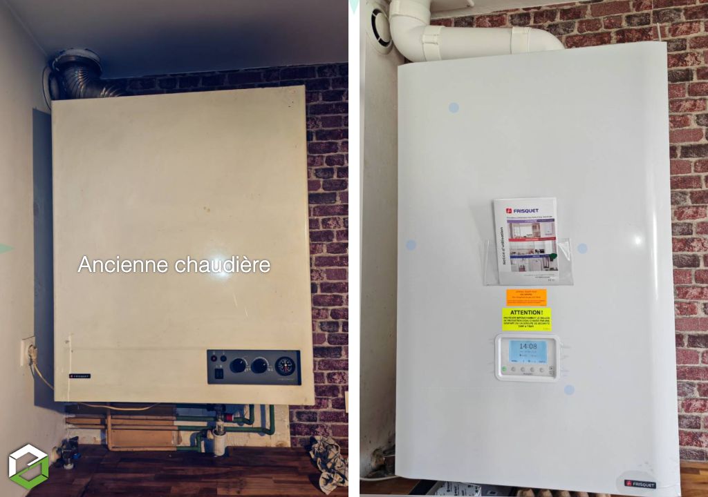 Remplacement chaudière gaz par chaudière gaz frisquet hydroconfort visio condensation gaz vert pg-Seine et Marne (77)