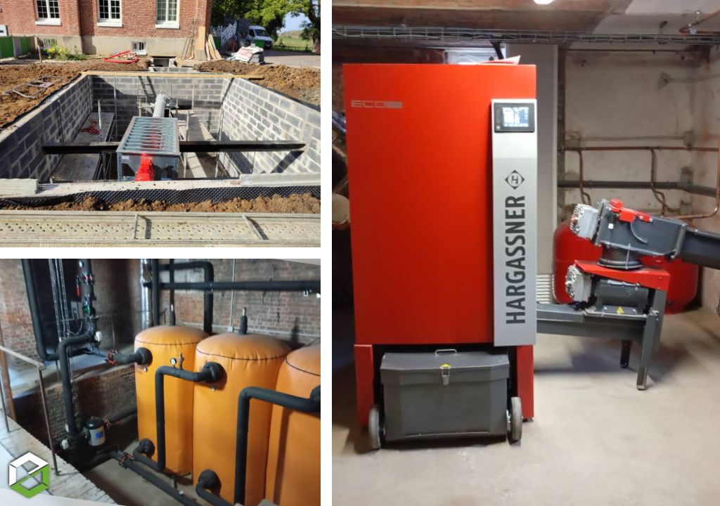 Installation d'une chaudière bois déchiqueté Hargassner avec silo enterré