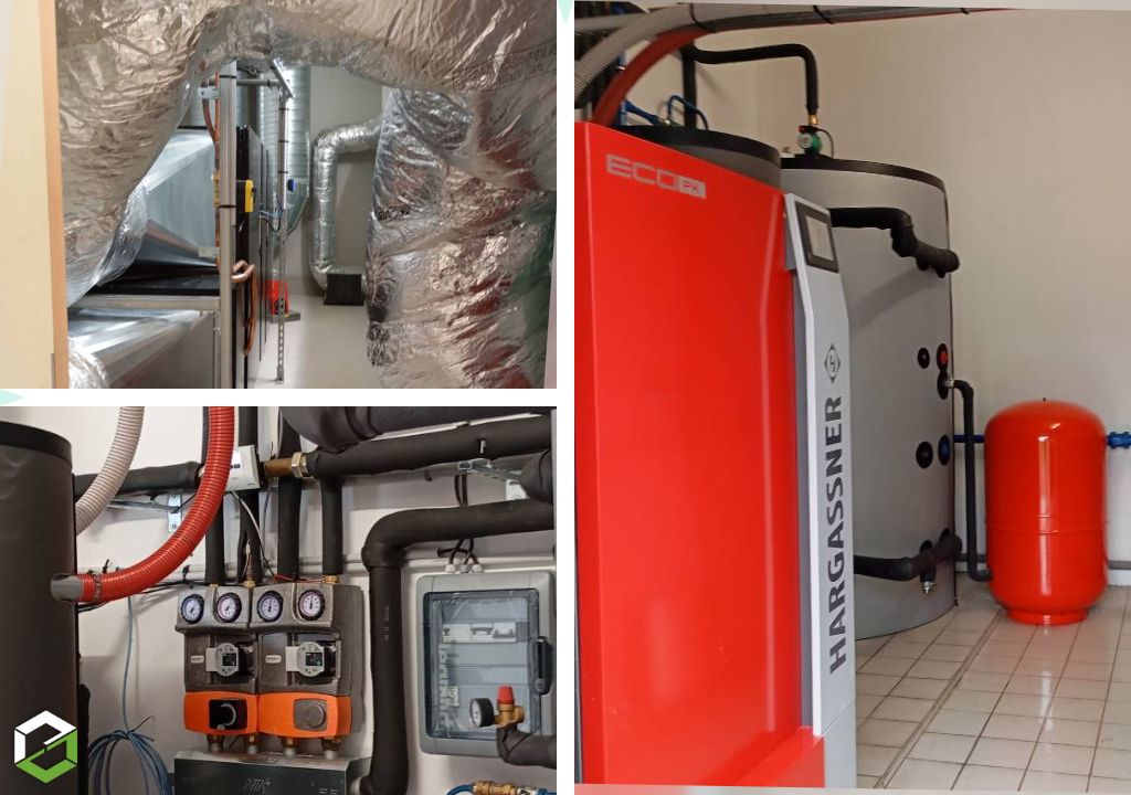 Installation chauffage à granulés de bois Hargassner avec ventilation 