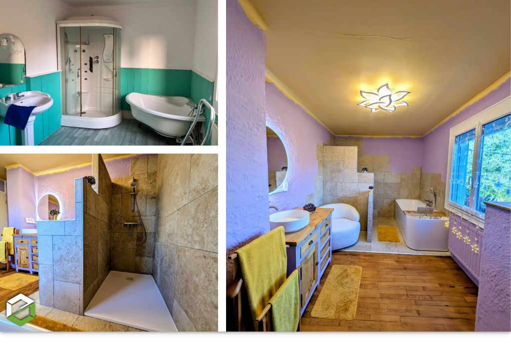 Ets Christian Jeffroy : Rénovation d'une salle d'eau avec baignoire, douche, vasque et WC suspendu