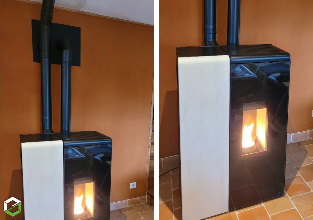 Pose d'un Poêle à granulés de bois ANIMO Avito multi air - Entreprise RGE Qualibois air