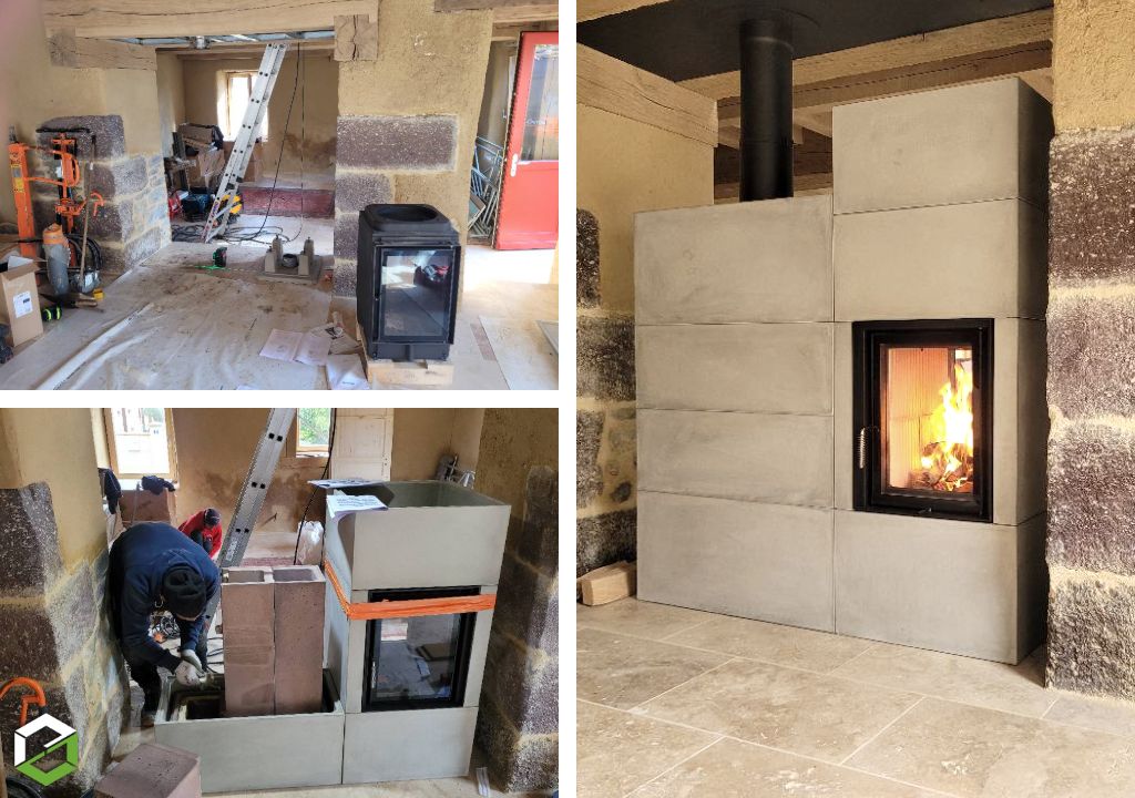 Consultez la chantier : pose d'un poele de masse brunner bso3