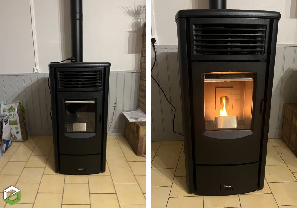 Installation d'un poêle à granulés Artense par un chauffagiste qualifié RGE Qualibois-Indre (36)