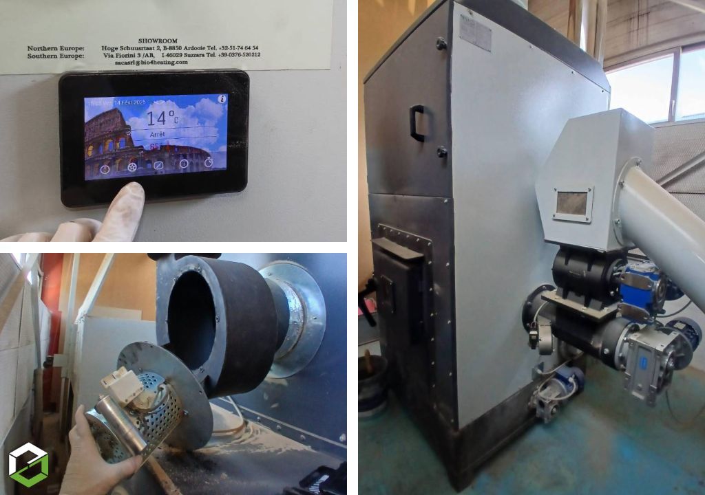 Artisan Ciret Bellegarde : Réparation d'une chaudière à bûches compressées Bio 4 Heating pour une usine à Bellegarde