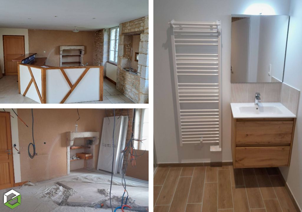 Transformer une cuisine en chambre + wc + salle de bain-Charente (16)