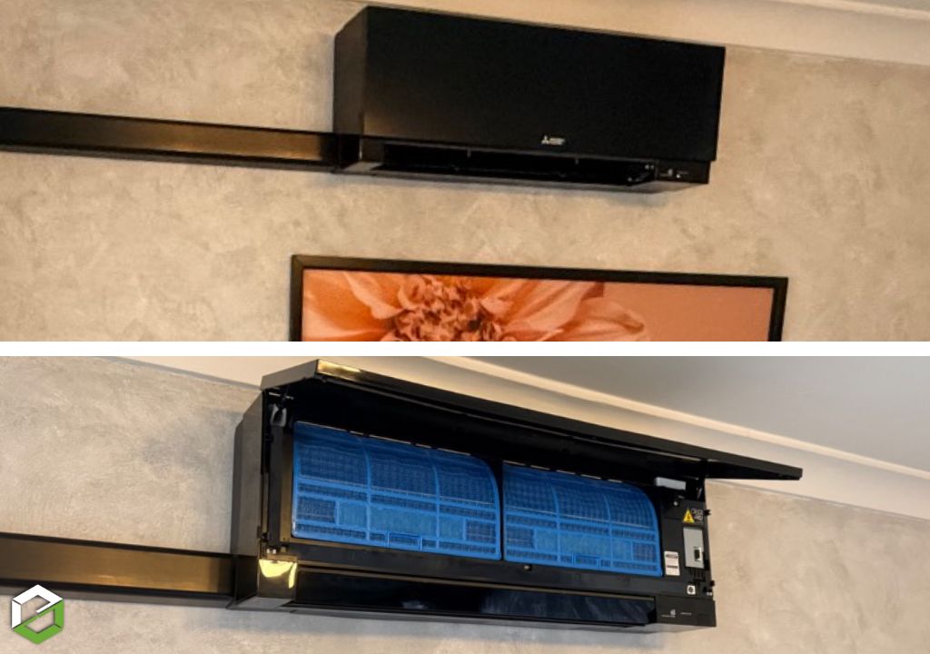 Ets SNC2E : Installation d’une pompe à chaleur réversible Mitsubishi Electric dans un appartement