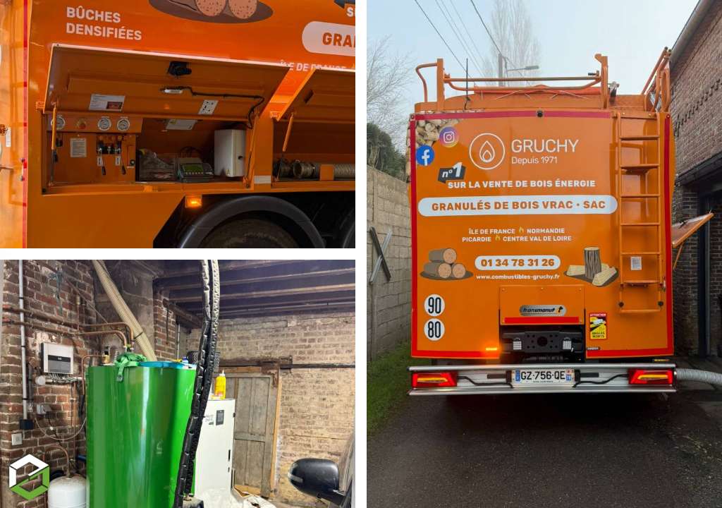 livraison par gruchy combustibles de granulés bois vrac par camion souffleur 