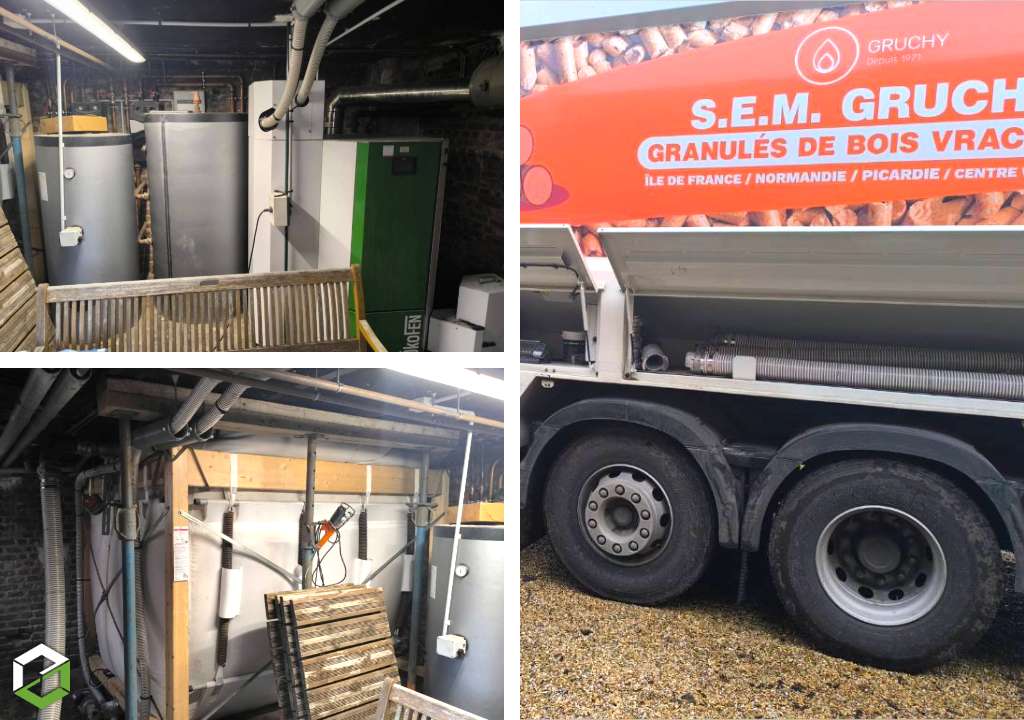 Consultez la chantier : livraison de granulés de bois vrac par camion souffleur par gruchy combustibles