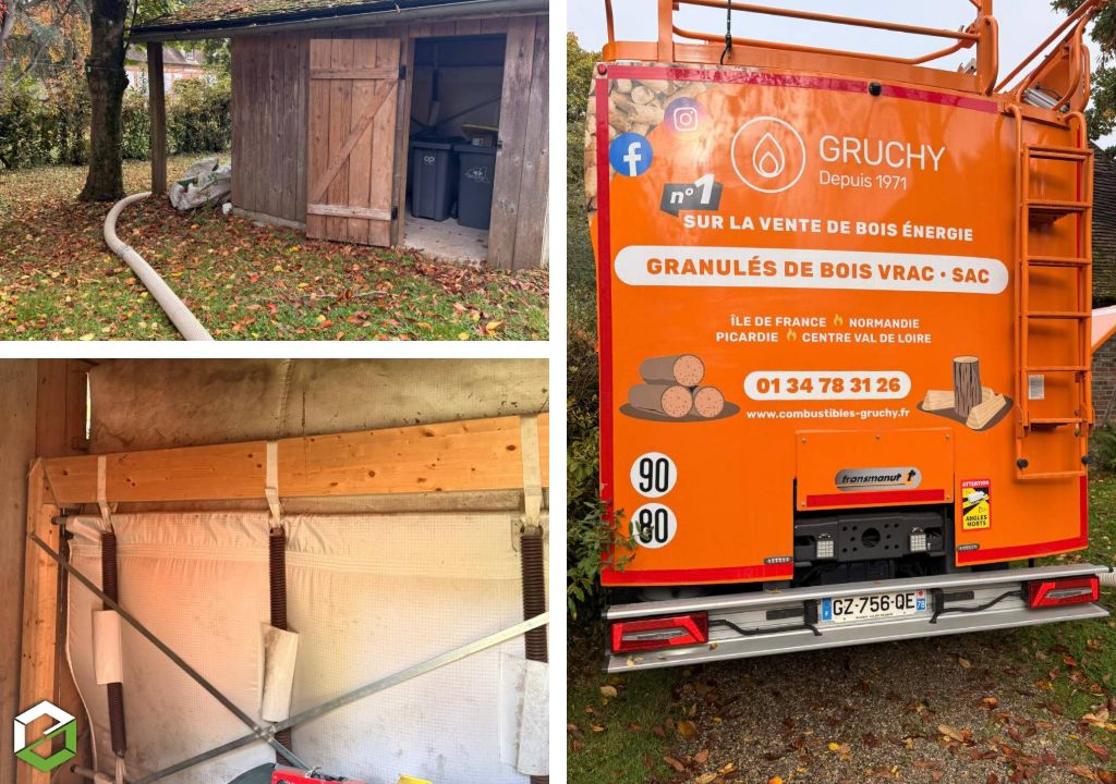 Consultez la chantier : livraison de pellets en vrac par camion souffleur