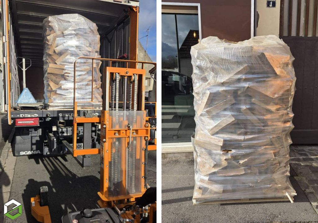Livraison de Bois de chauffage sur palette par Gruchy Combustibles