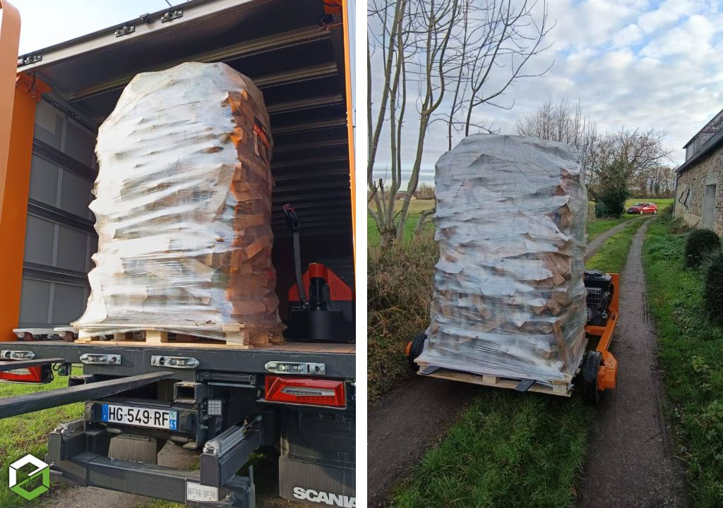 livraison de bois de chauffage sur palette par gruchy combustibles