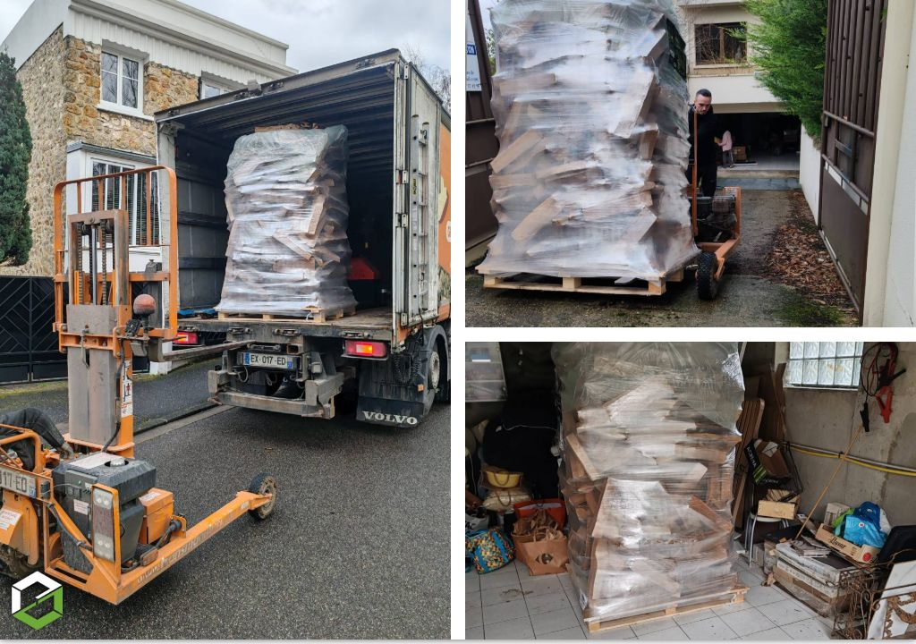 livraison de bois de chauffage sur palette par gruchy combustibles