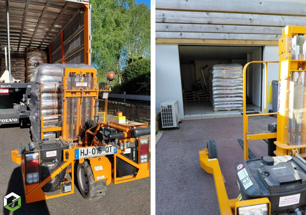 Consultez la chantier : livraison de pellets sur palette par gruchy combustibles