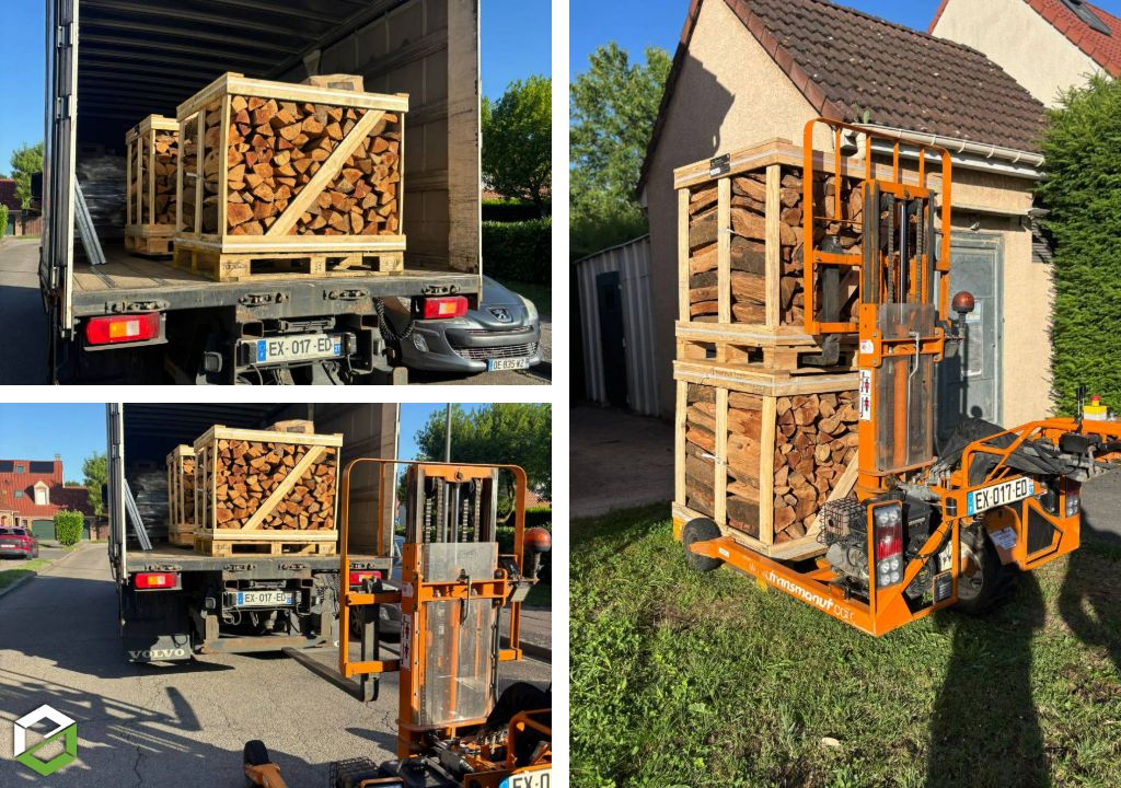 Consultez la chantier : livraison de bois de chauffage sur palette 