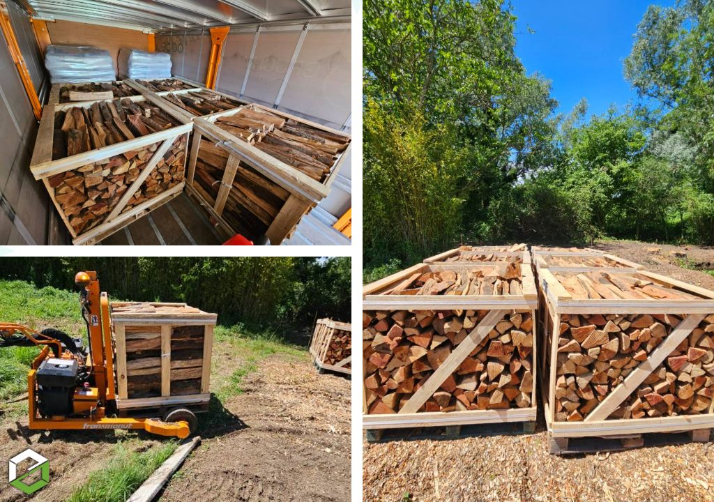 Consultez la chantier : livraison de bois de chauffage sur palette disponibles en longueur de 30 cm ou 50 cm